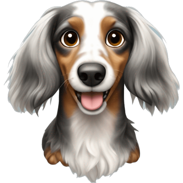 Tri Merle long haired Dachshund emoji