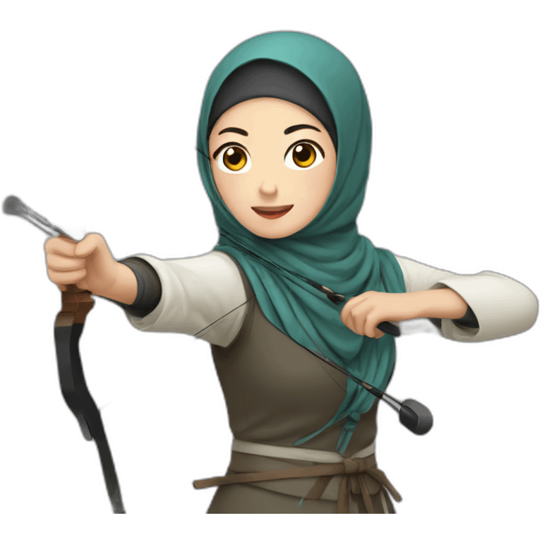 korean hijabi doing archery emoji