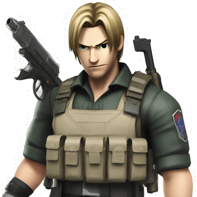 Leon Kennedy from resident evil holding gun  emoji