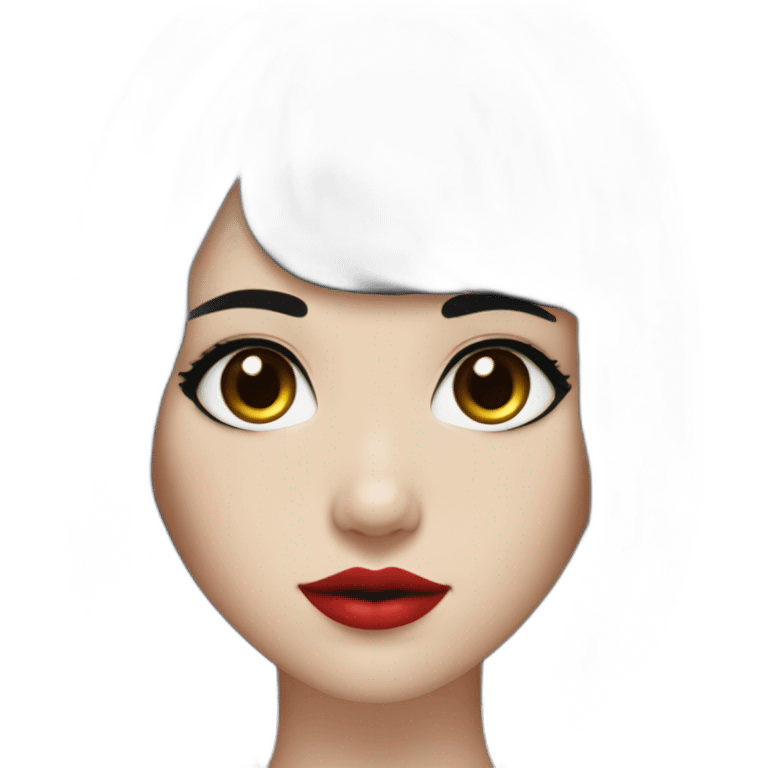 Beautiful young woman,Black hair,long hair,White skin,oval face,big eyes,Blackeyes,Redlips,Chinese emoji