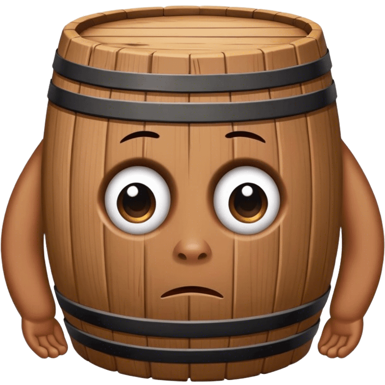 Wooden barrel with sad eyes and little feet  emoji