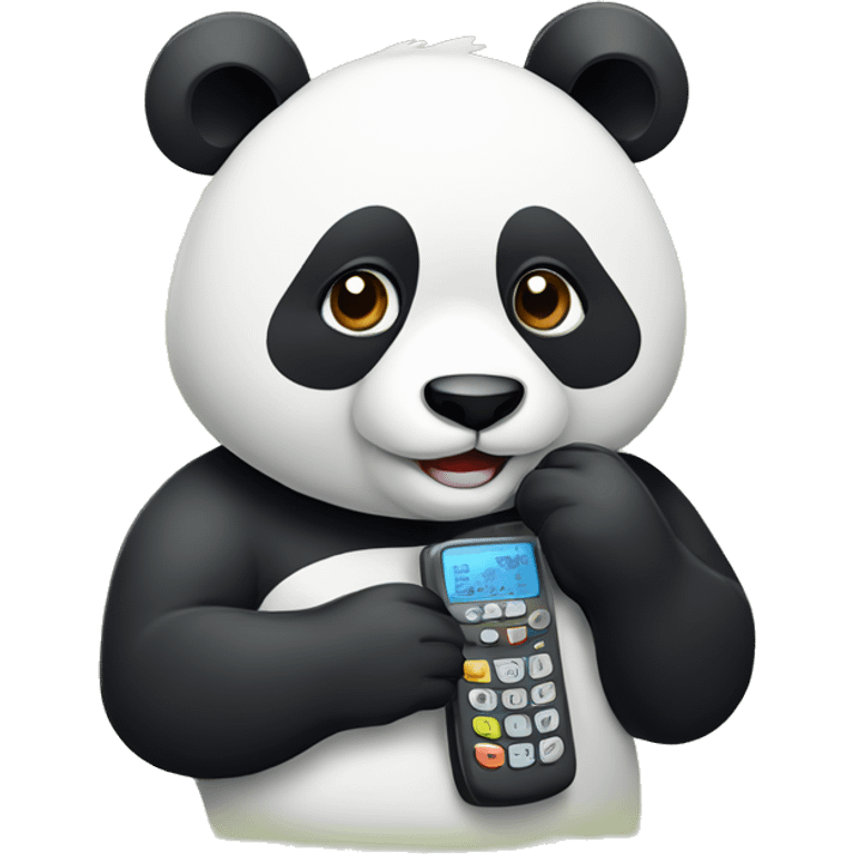 Oso panda con un teléfono emoji