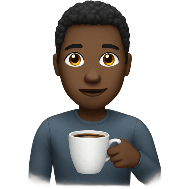 Black person, drinking coffee emoji