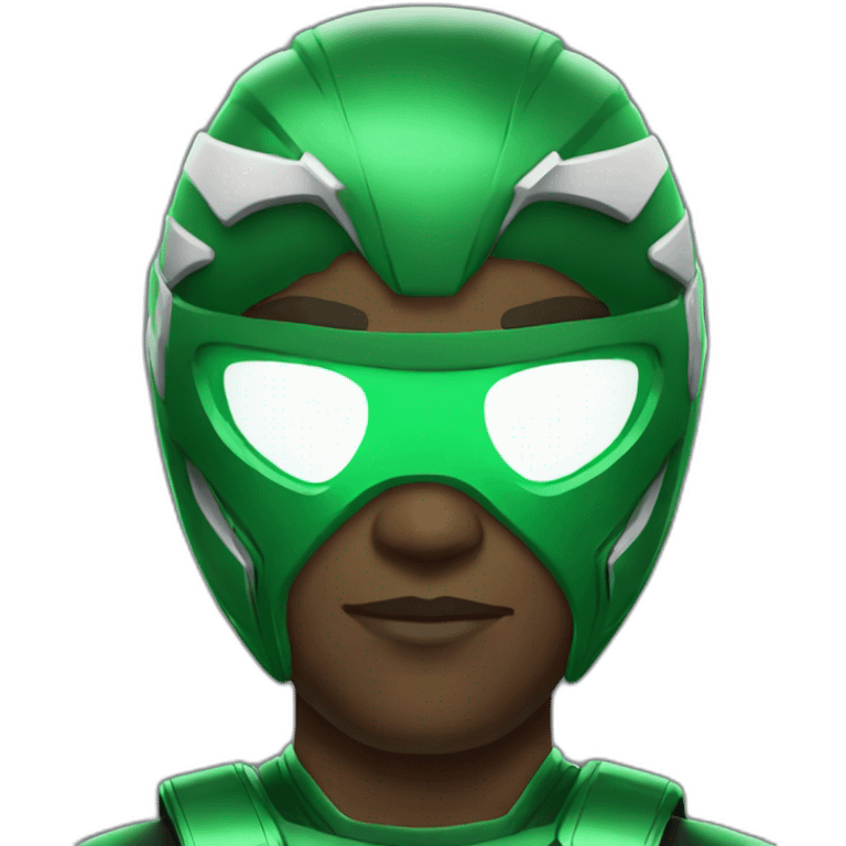 Black man as a green power ranger without a helmet  emoji