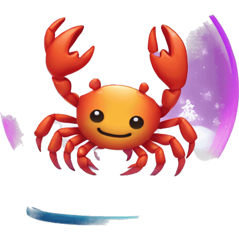 Kawaii neon crab in a magic snow globe  emoji