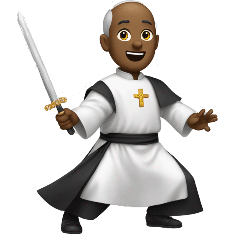 Priest holding a sword while dancing emoji