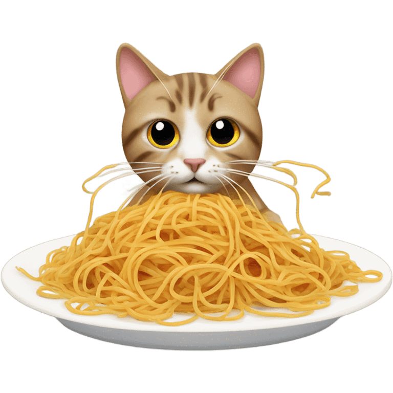 Cat eating pasta emoji