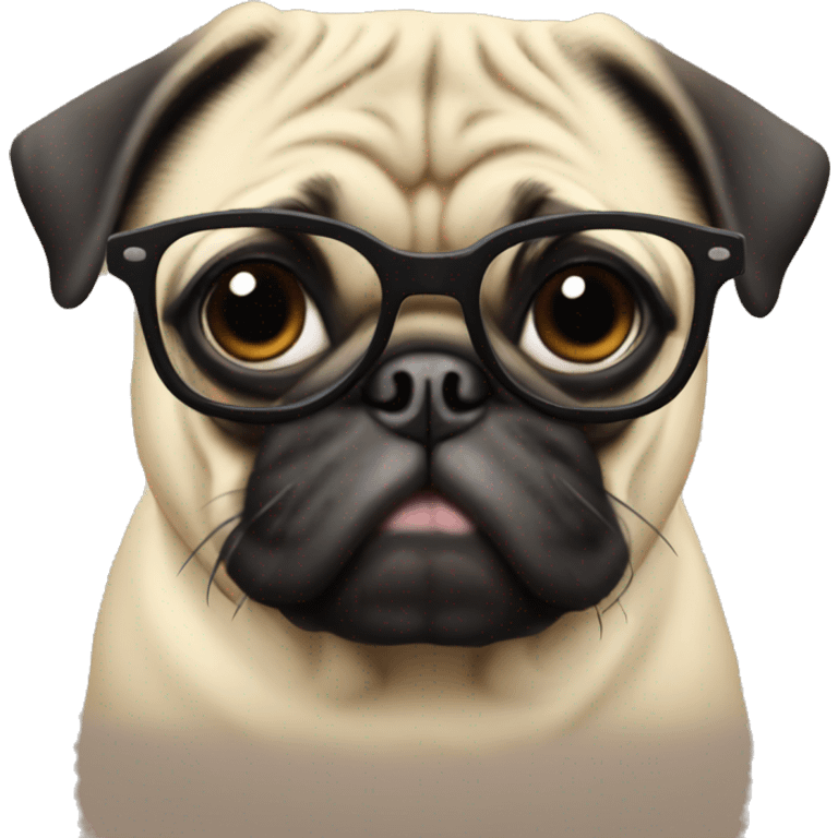 Pug with glasses emoji