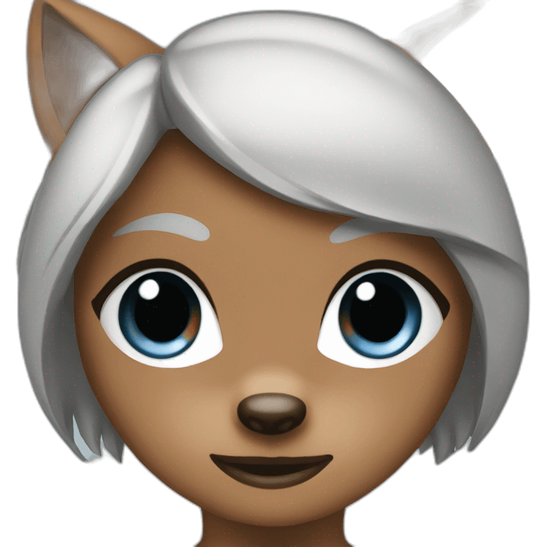 Brown female wolf blue eyes  emoji