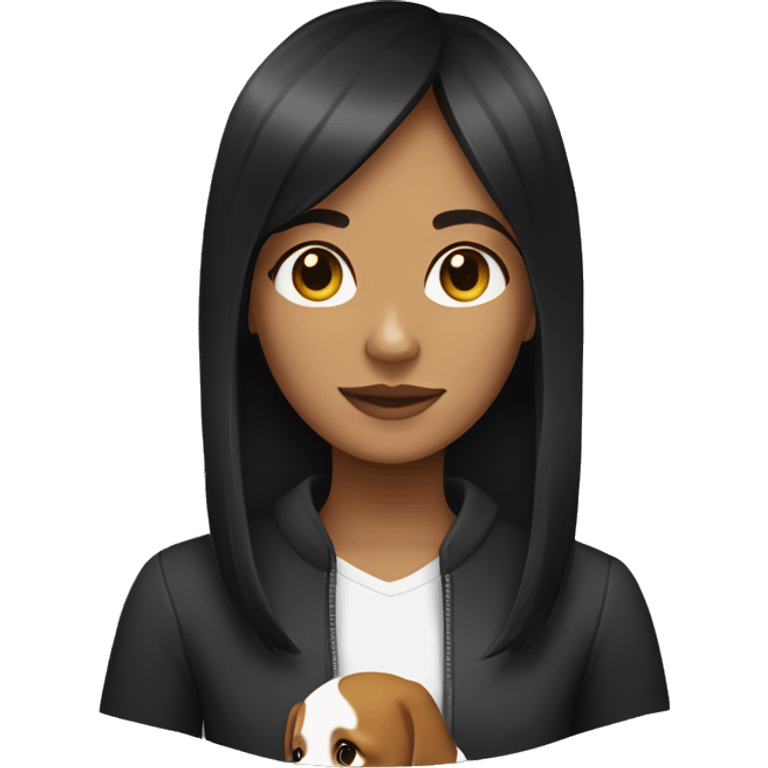 A dark-haired girl with a beagle emoji