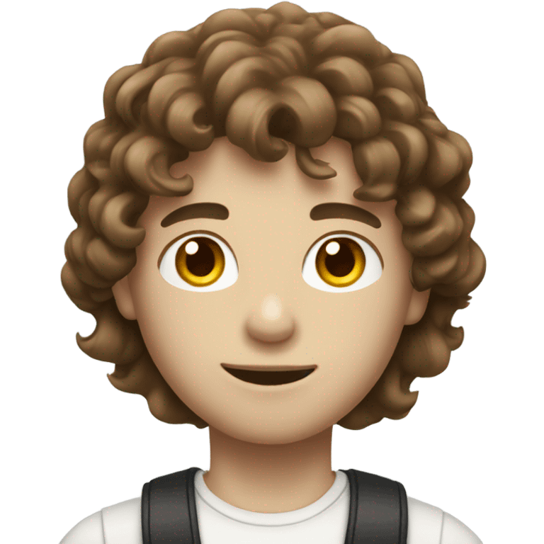 Boy with brown wavy hair and white skin emoji