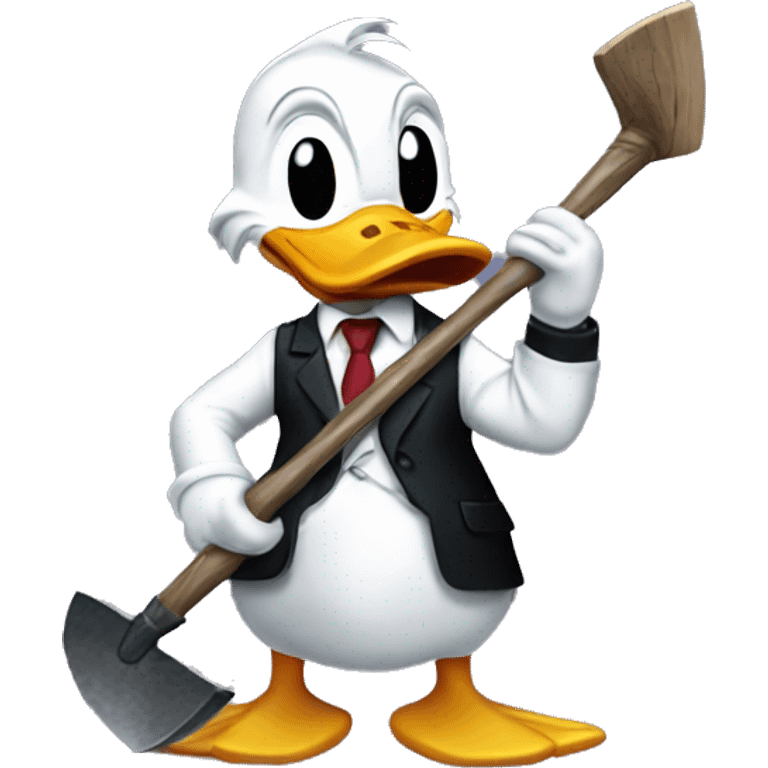 Donald Duck dressed as Patrick Bateman holding axe  emoji