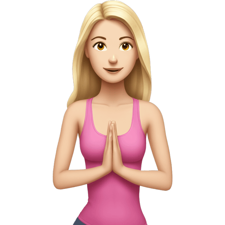 beautiful white girl doing yoga pink emoji