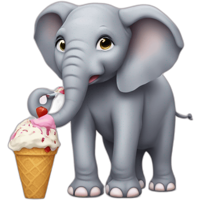 Elephant eating icecream emoji