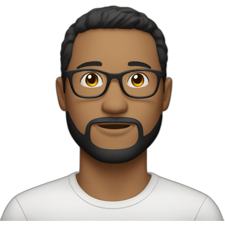 white young man with round glasses and black straight short hair and short beard emoji