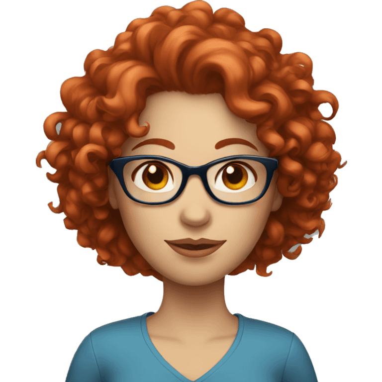 lady with red curly hair, blue eyes and glasses emoji