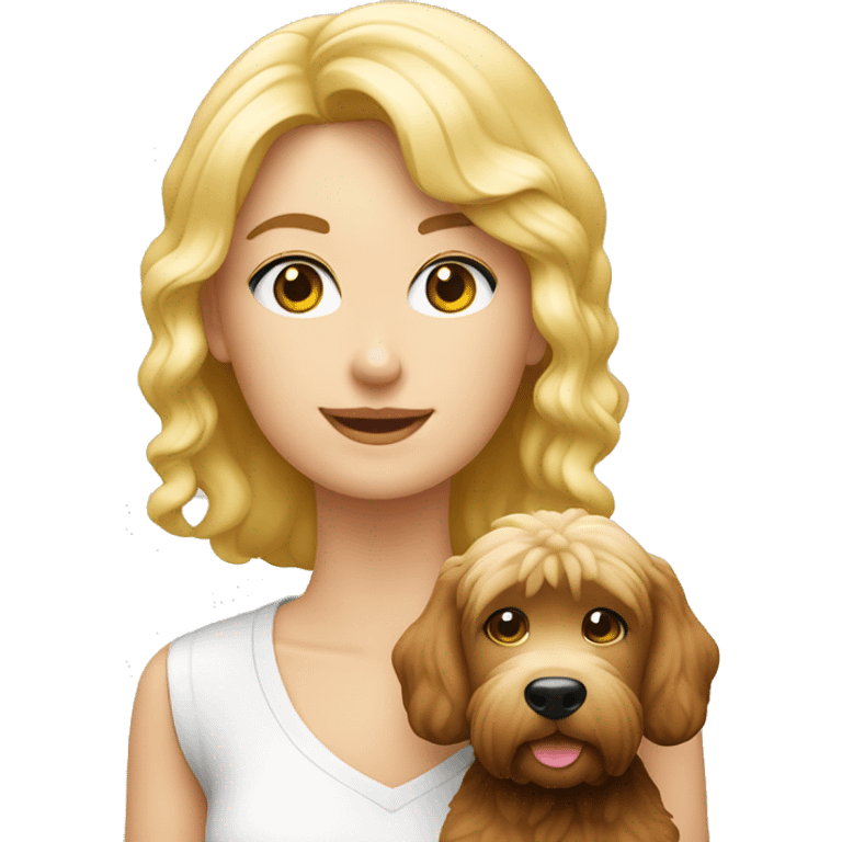 Paar blond und rothaarig mit braun weißen Pudel emoji