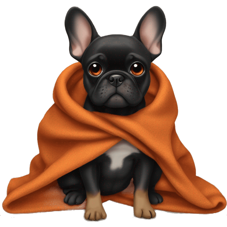 Black and tan frenchie with burnt orange blanket  emoji