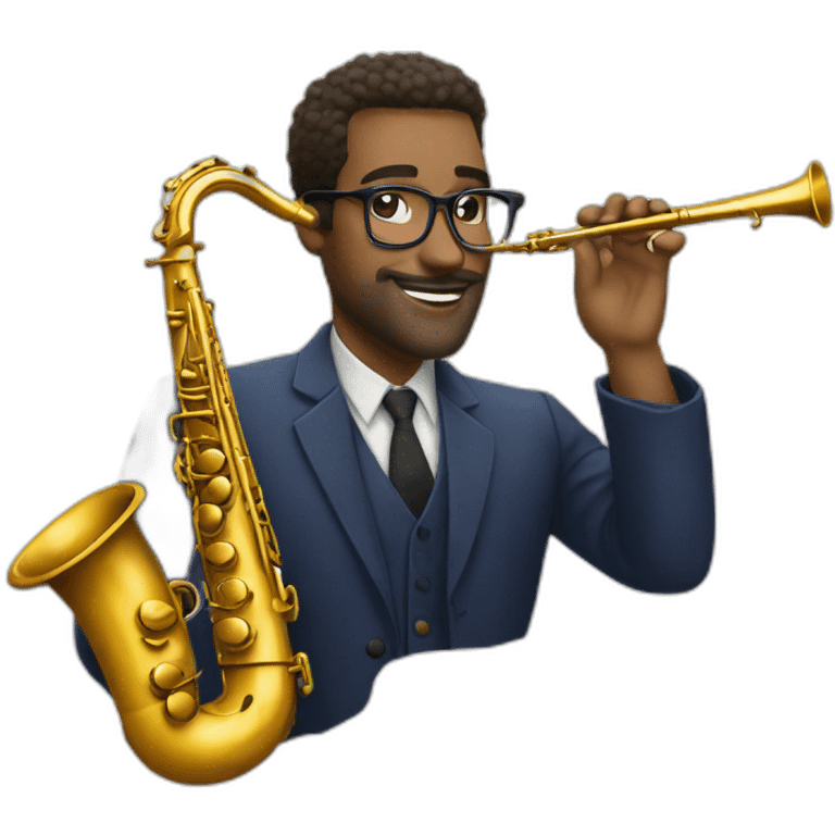 man french glasses saxophone emoji