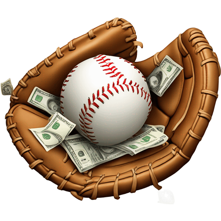 Catching money in baseball glove emoji