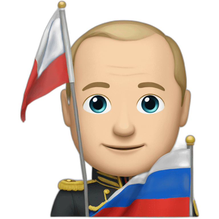 Putin holds the flag of "free Russia" emoji