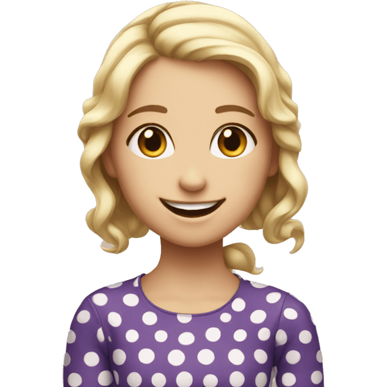 smiling girl in polka dots emoji