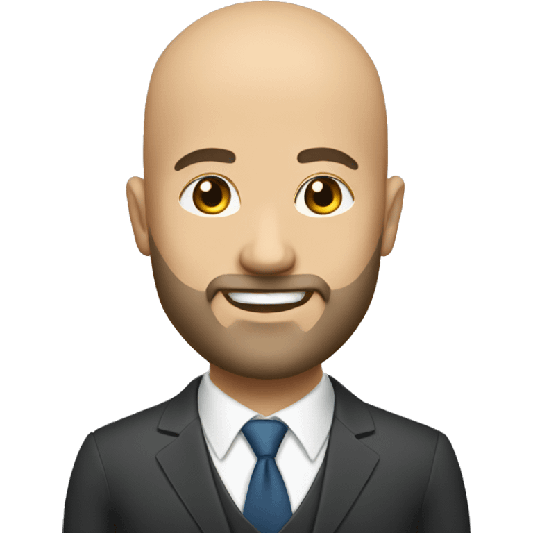 Bald CFO with medium beard, smirk emoji