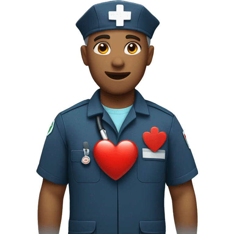 Paramedic holding a heart emoji