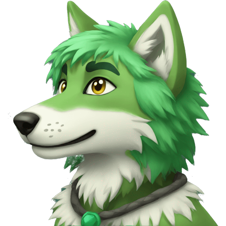 green furry anthro wolf emoji