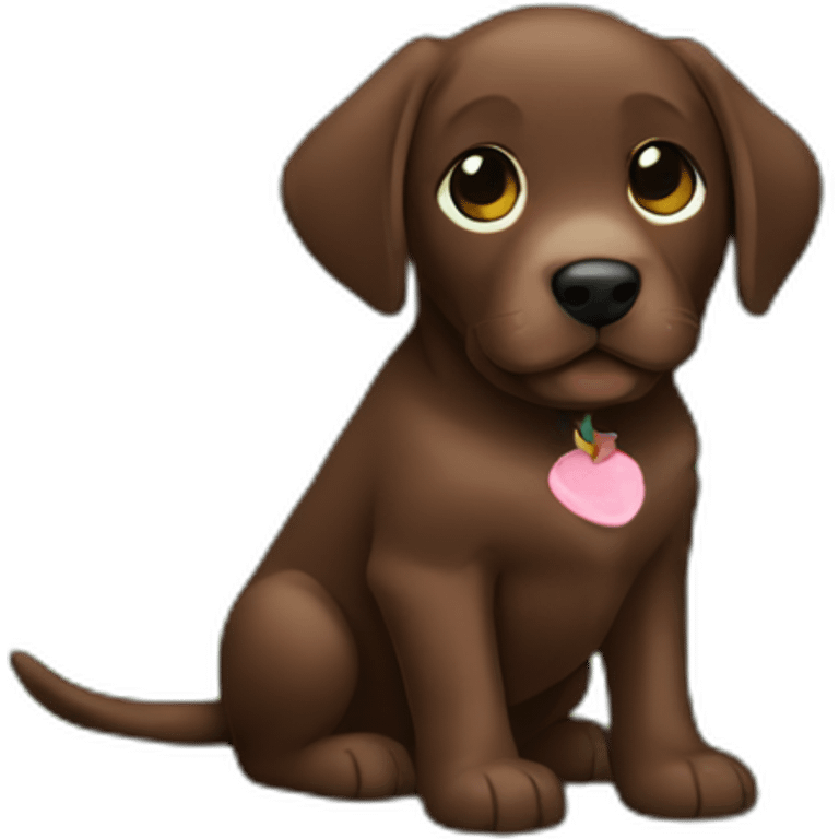 Chocolate labrador puppie in a forest emoji