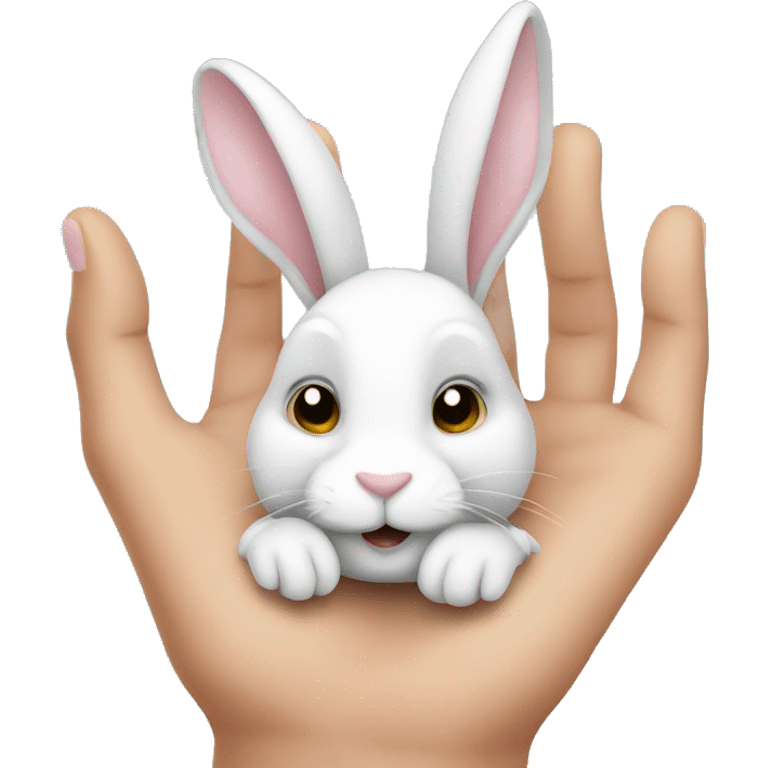 a hand holding two rabbits emoji