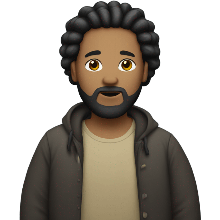 short fat light skin man with black beard and dreads emoji