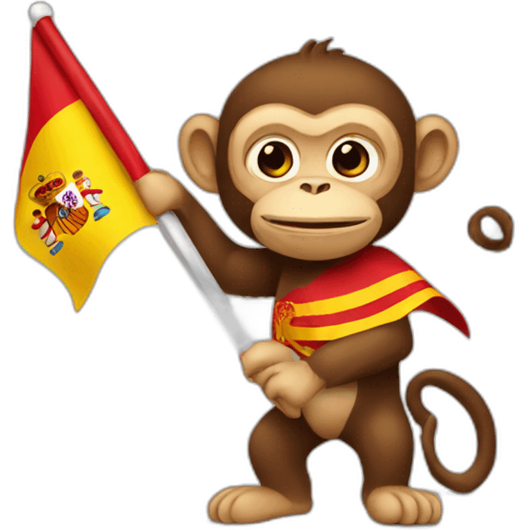 A monkey holding Spain flag emoji