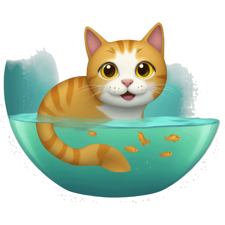 Cat in a fish bowl emoji