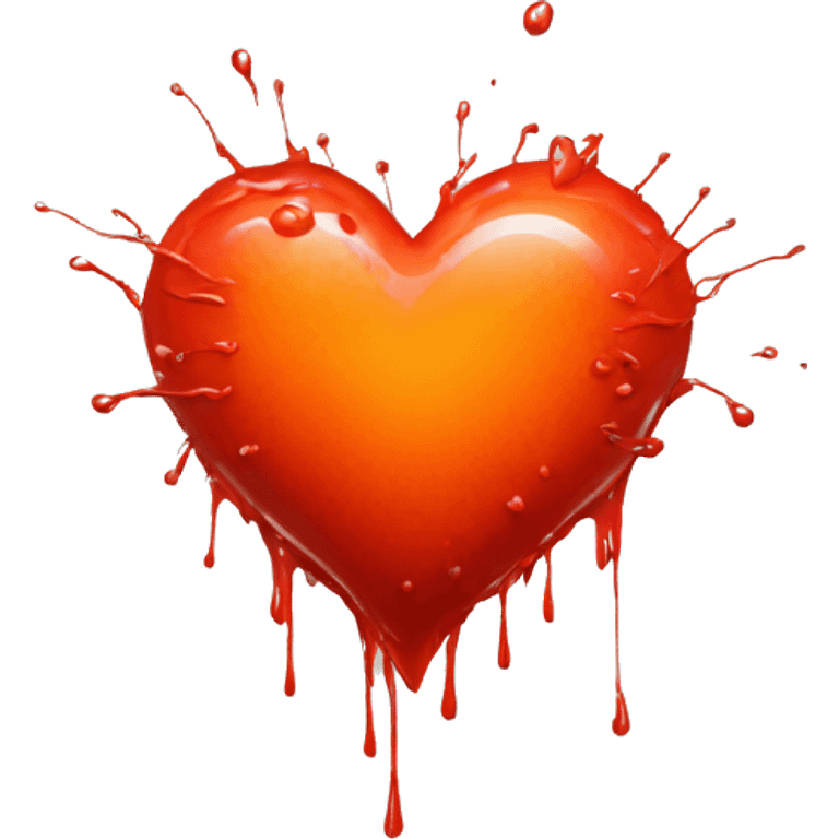 bleeding red heart glowing red-orange with splatter emoji