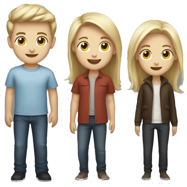 4 Persons: One brunette Girl, one blond girl, two dark haired boys emoji