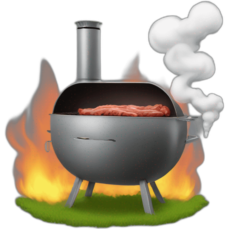 a meat smoker in the backyard billowing smoke emoji