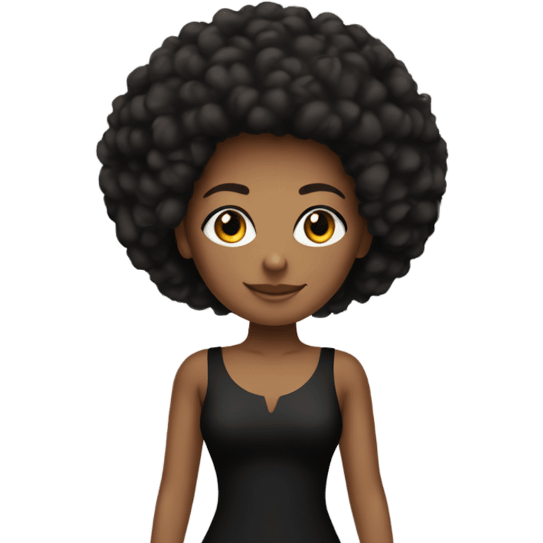 Girl with tan skin and Afro full body black bodycon dress emoji