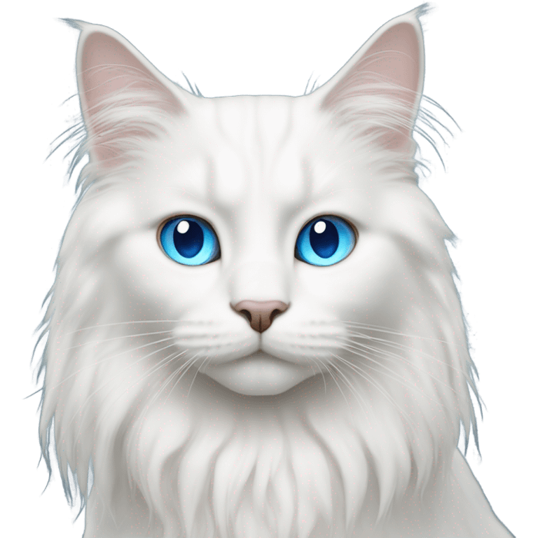 Long haired white cat blue eyes emoji