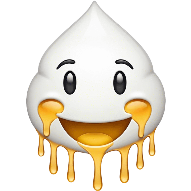 Smiling emoji dripping white emoji