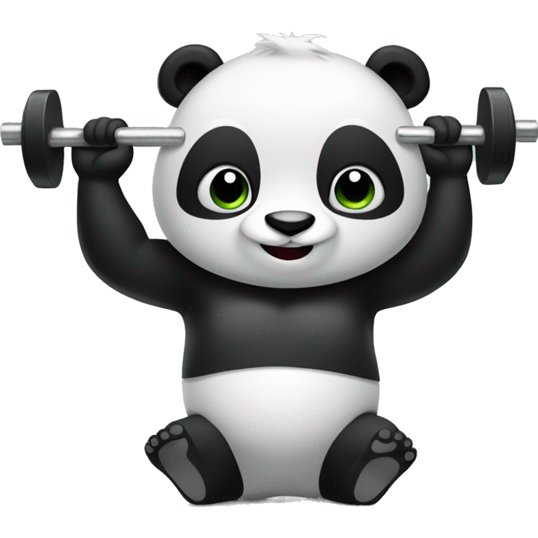 Panda lifting weights emoji