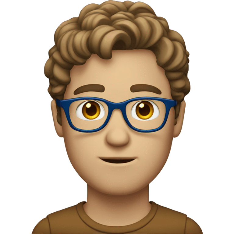 white guy with wavy short brown hair and blue glasses emoji