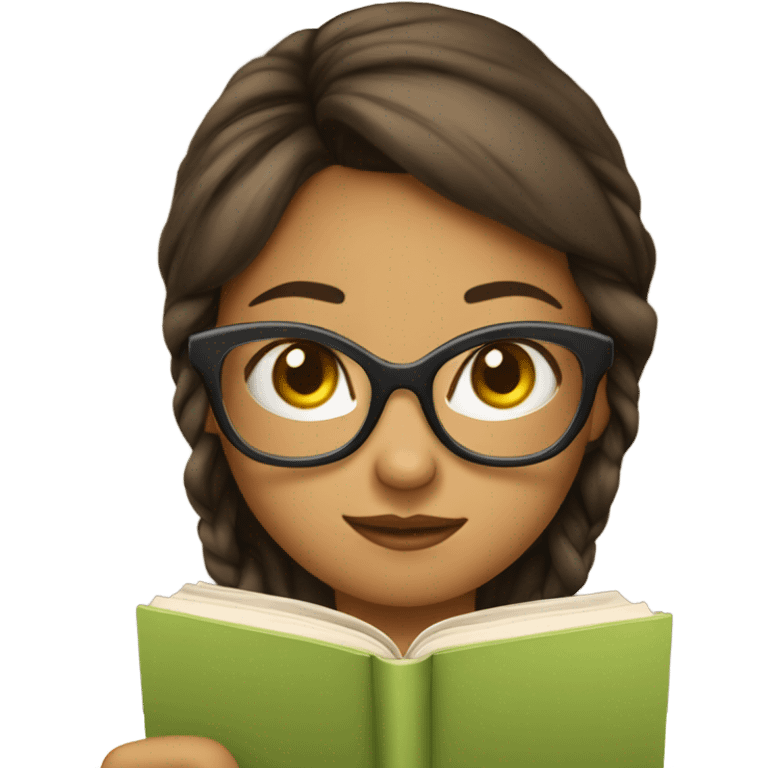 Girl with glasses Reading emoji