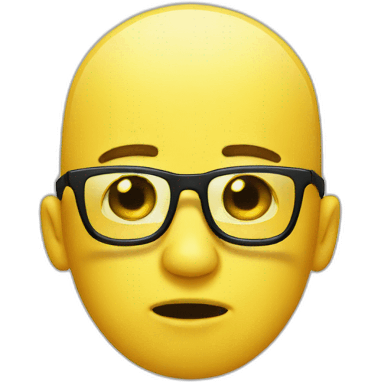 crying yellow bald emoji with black glasses emoji