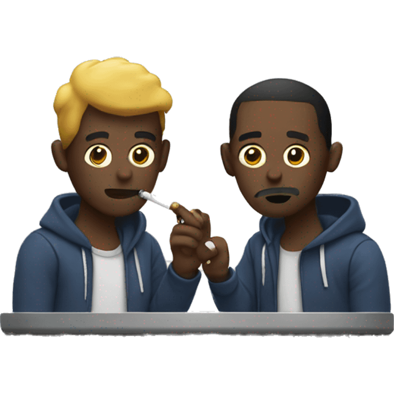 Two dudes smoking a puffco emoji