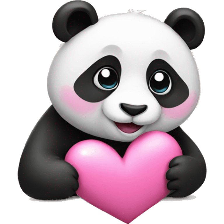 panda with pink heart emoji