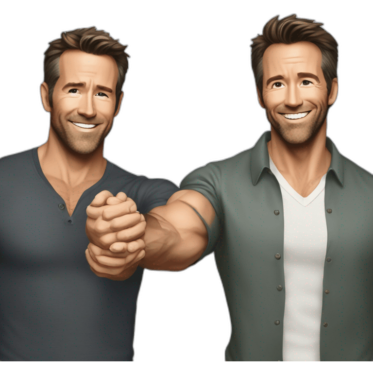 Ryan Reynolds and Hugh Jackman holding hands emoji