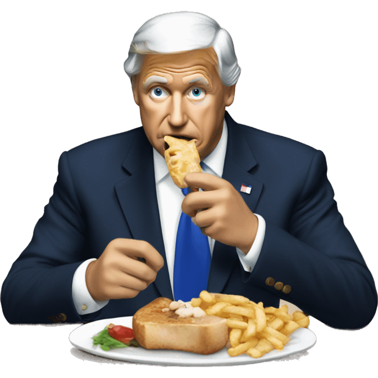 the president of France eating a greek emoji