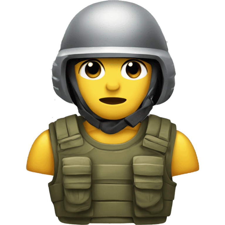 a rock in an armored vest and an army helmet. emoji