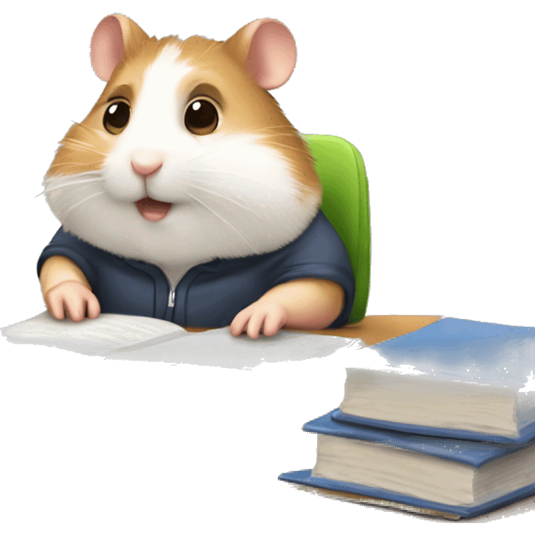 University hamster student, Study hard, lots of assignment deadline, tired, study at Night, using computer  emoji